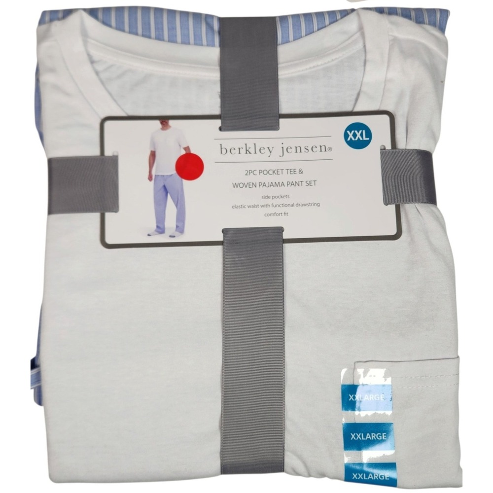 Berkley Jensen Men's 2XL 2-Piece Pajama Set Crew Neck Drawstring Pockets